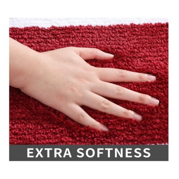 Bath Mat Rug Set Extra Thick Red Anti-slip Plush Cosy Homeer NIB - Picture 3 of 4